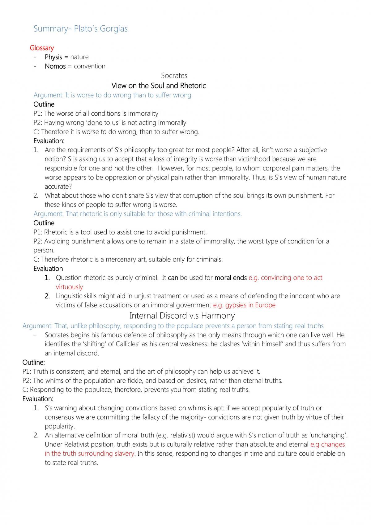 Gorgias Exam notes - Page 1