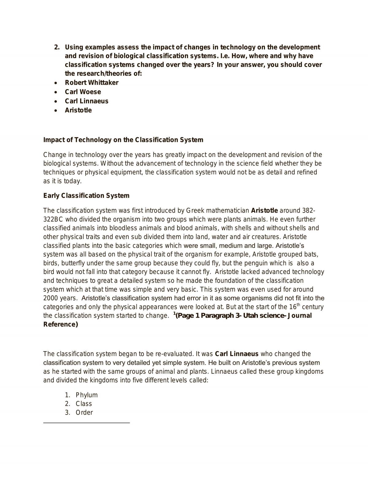 Information on the Classification System - Page 1