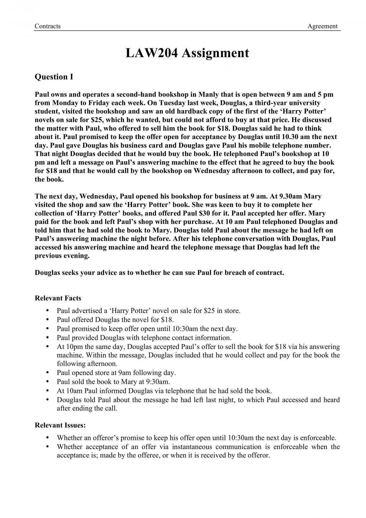 LAW204 Assignment - Page 1
