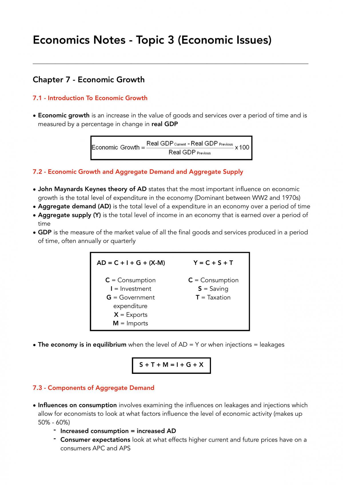 Economics Notes - Economic Issues - Page 1