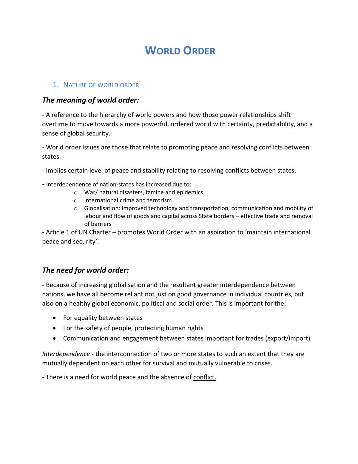 World Order Syllabus Notes - Page 1