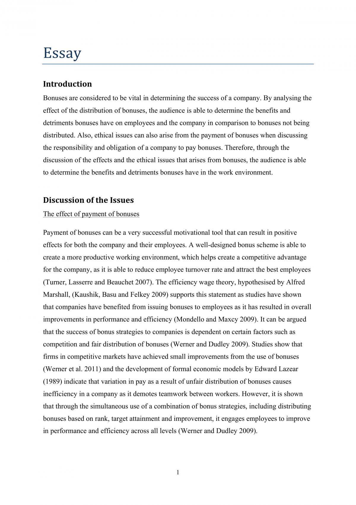 BUSS1001 Essay Assignment  - Page 1
