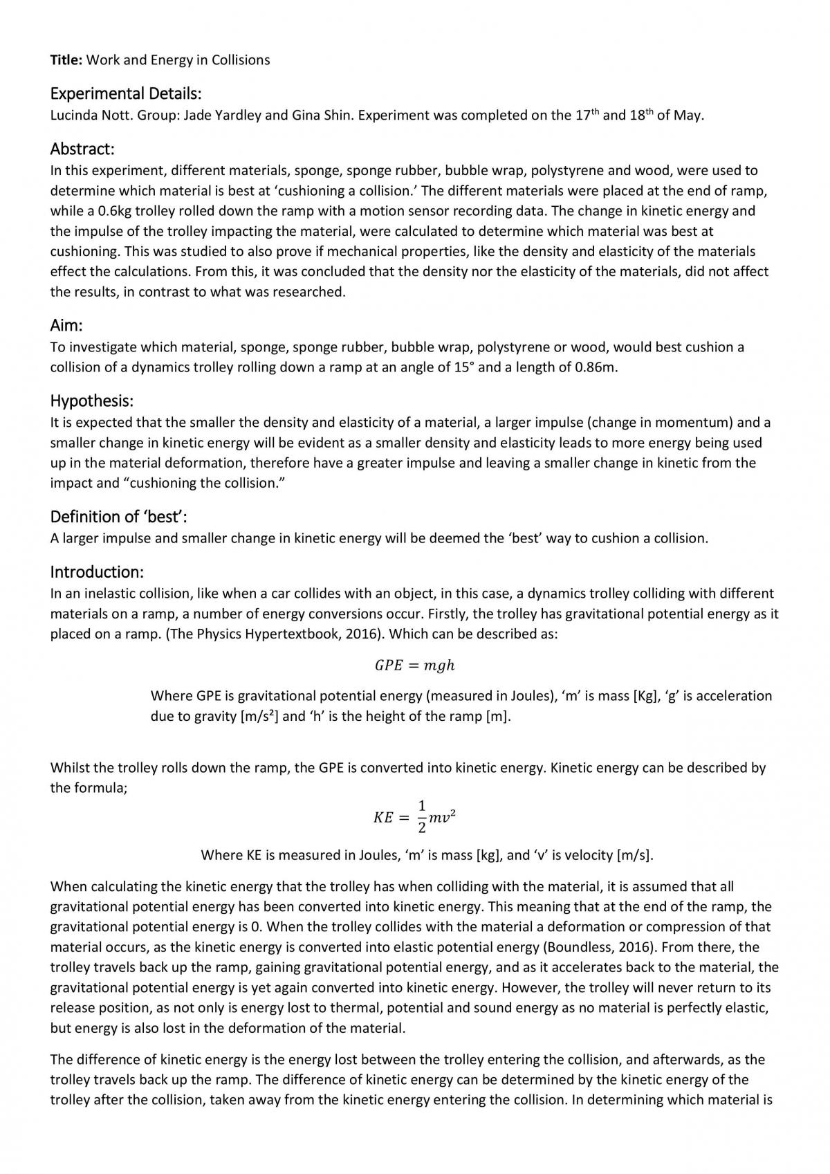 Work and Energy in Collisions  - Page 1