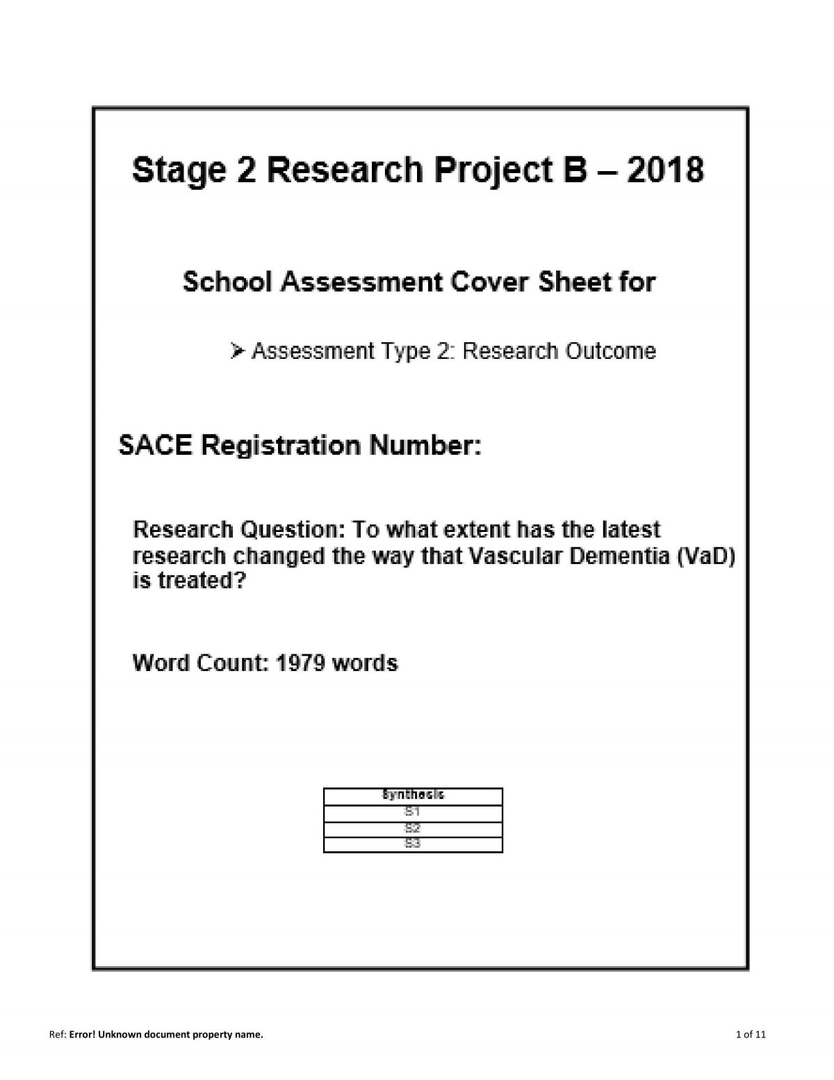 sace research project outcome word count