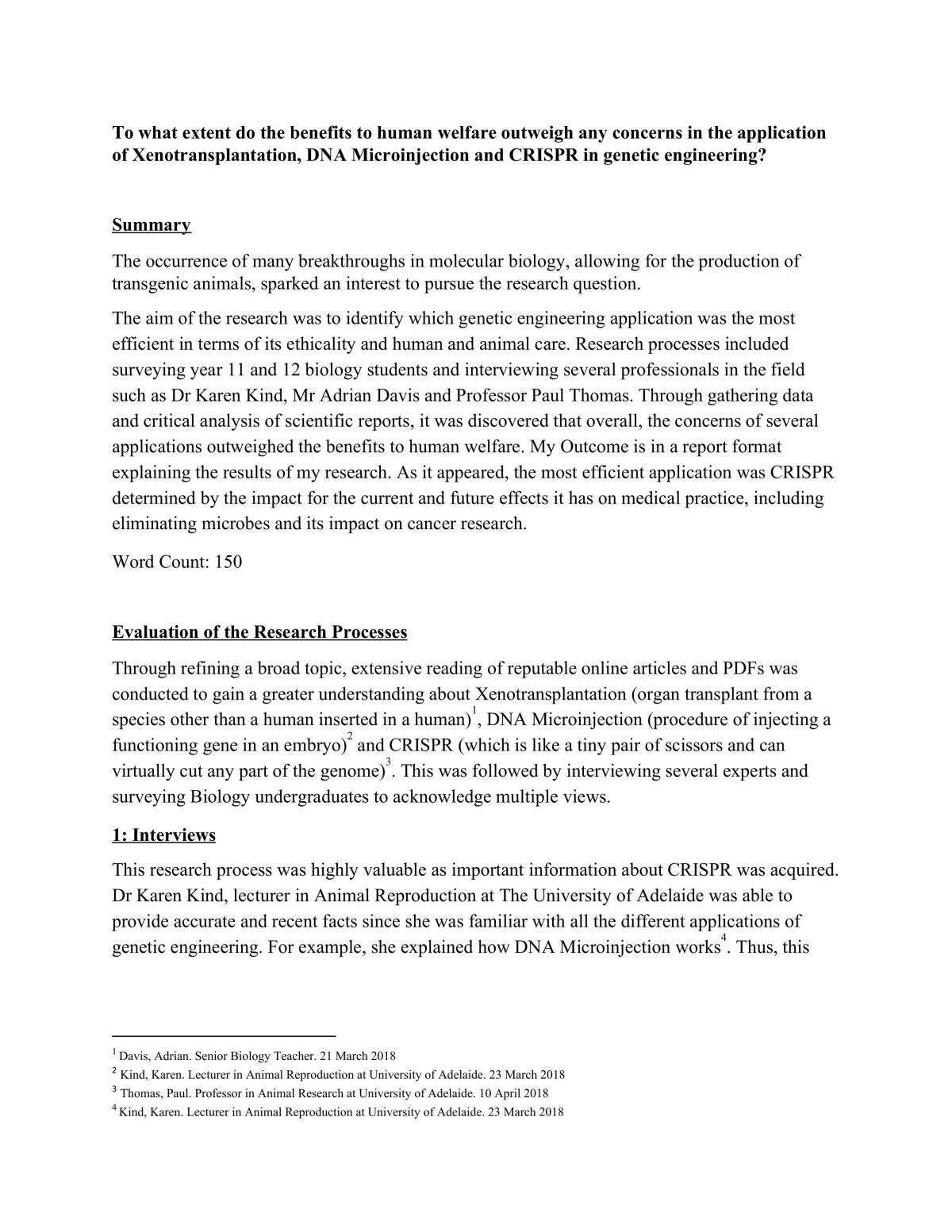 Evaluation - Research Project - Page 1