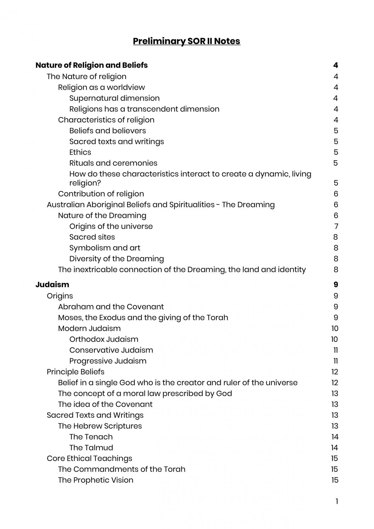 Preliminary Studies of Religion Notes - Page 1