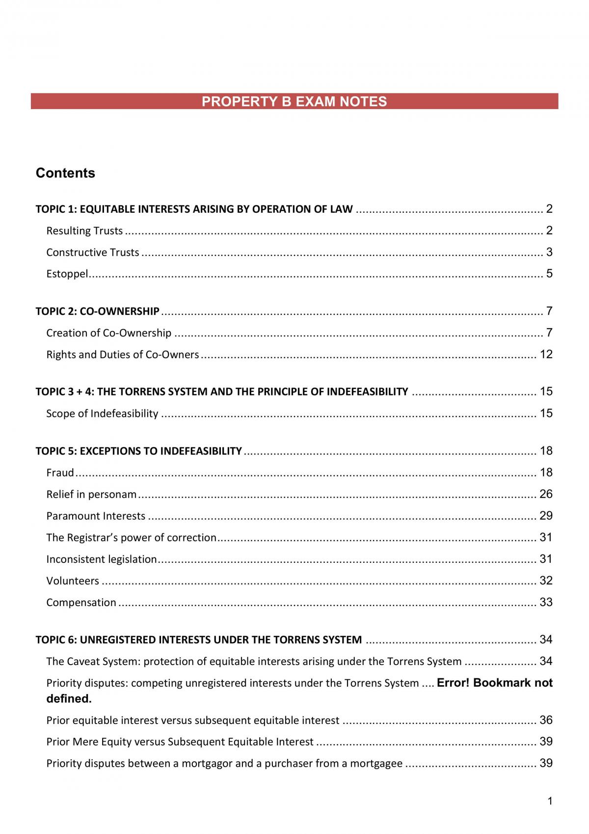 Property B Complete Exam Notes  - Page 1
