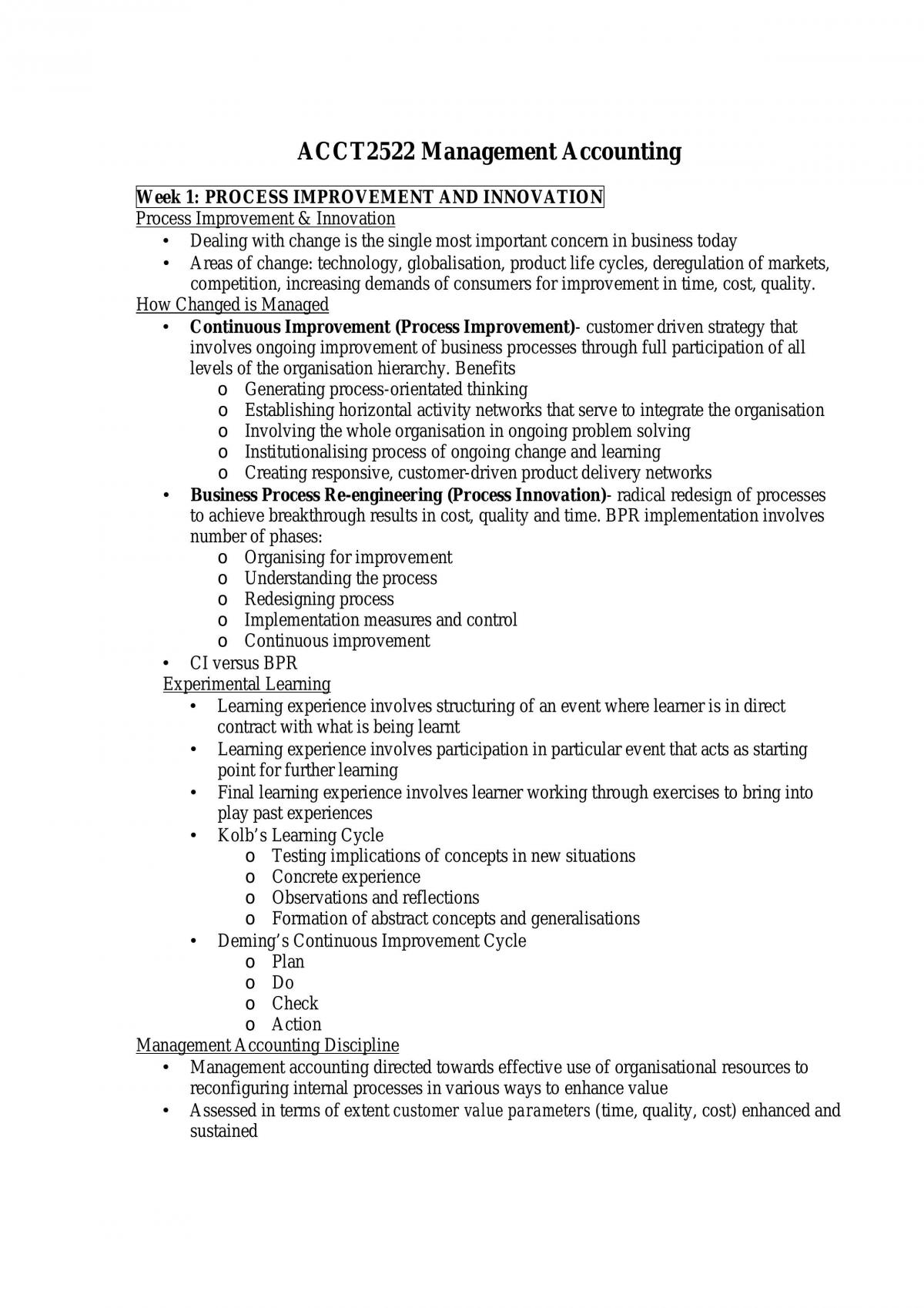 Management Accounting 2A Notes - Page 1