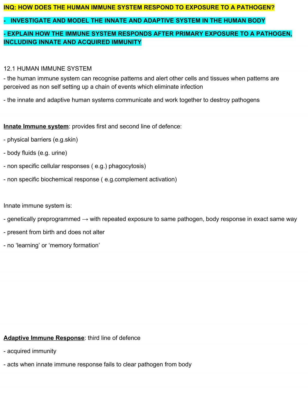 Inq: How Does The Human Immune System - Page 1
