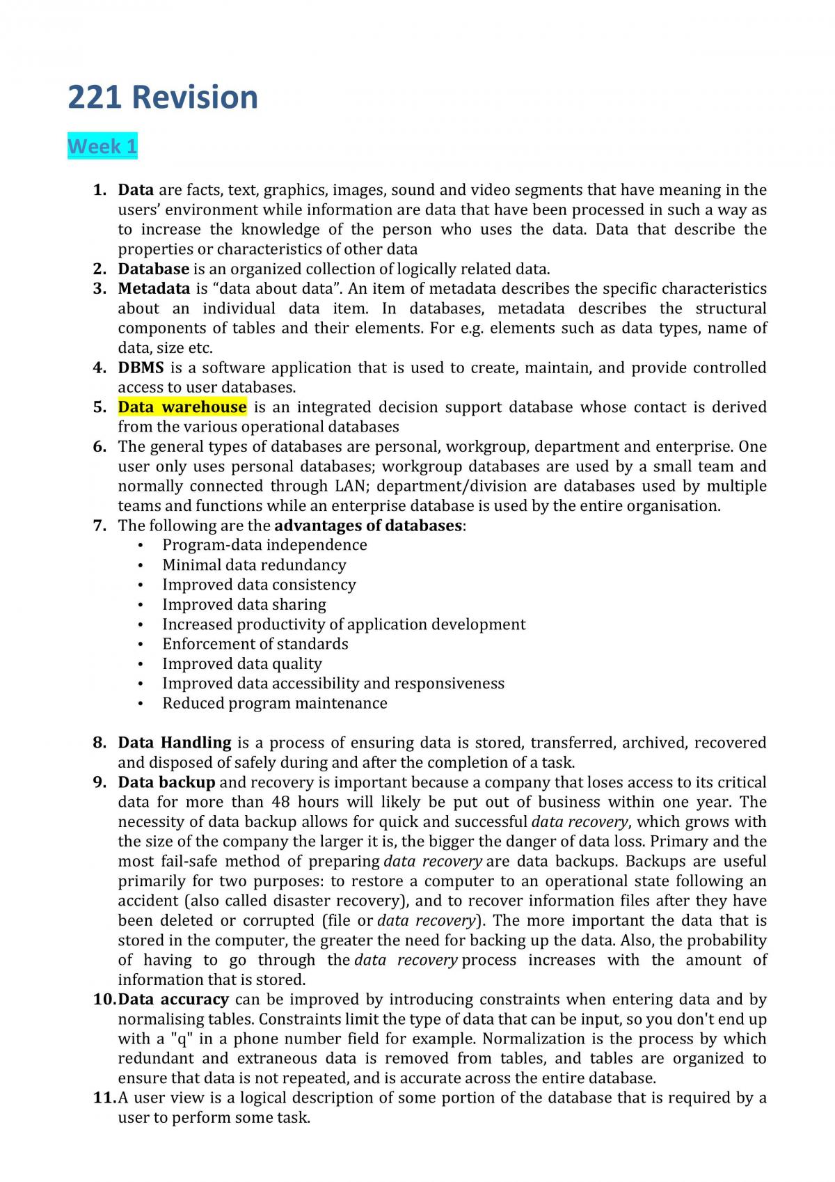 Final exam revision notes - Page 1