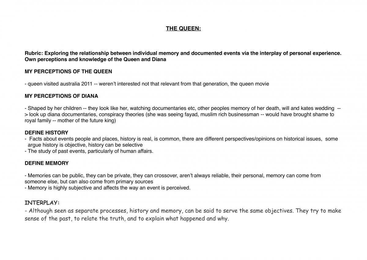MODULE C: THE QUEEN - English Advanced notes - Page 1