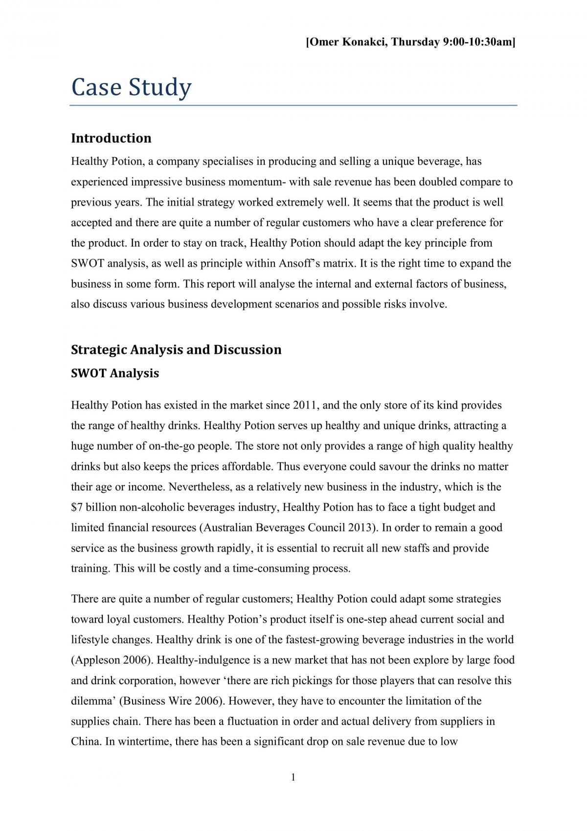 BUSS1001 Case Study - Page 1