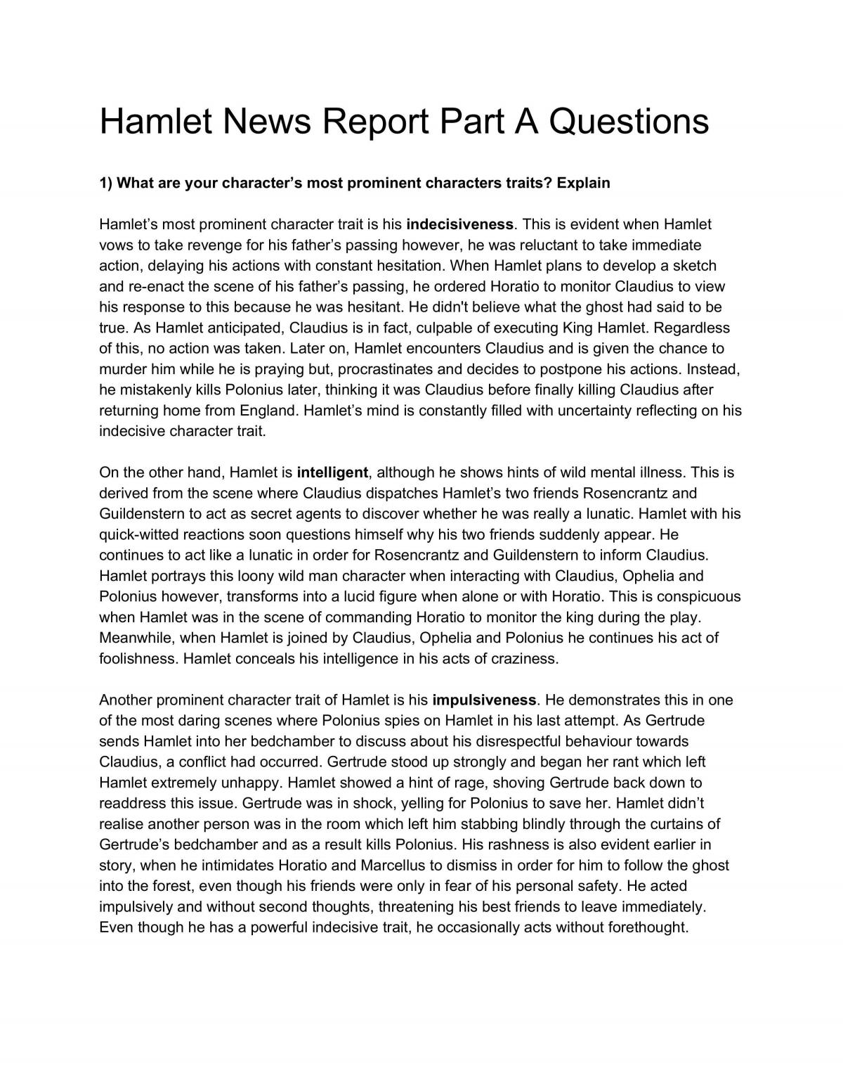 Hamlet News Report Transcript - Page 1