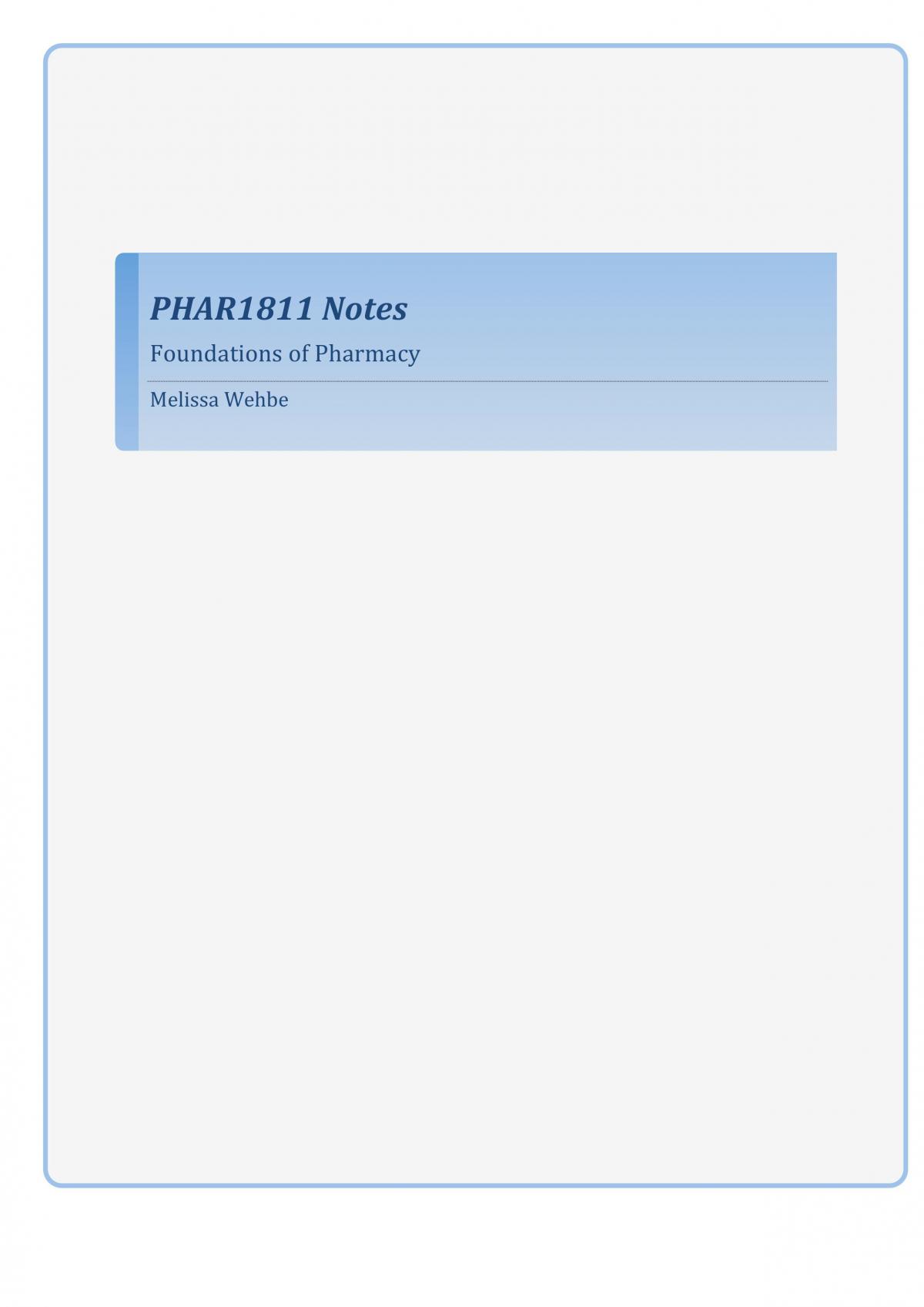PHAR1811 Complete Study Notes - Page 1