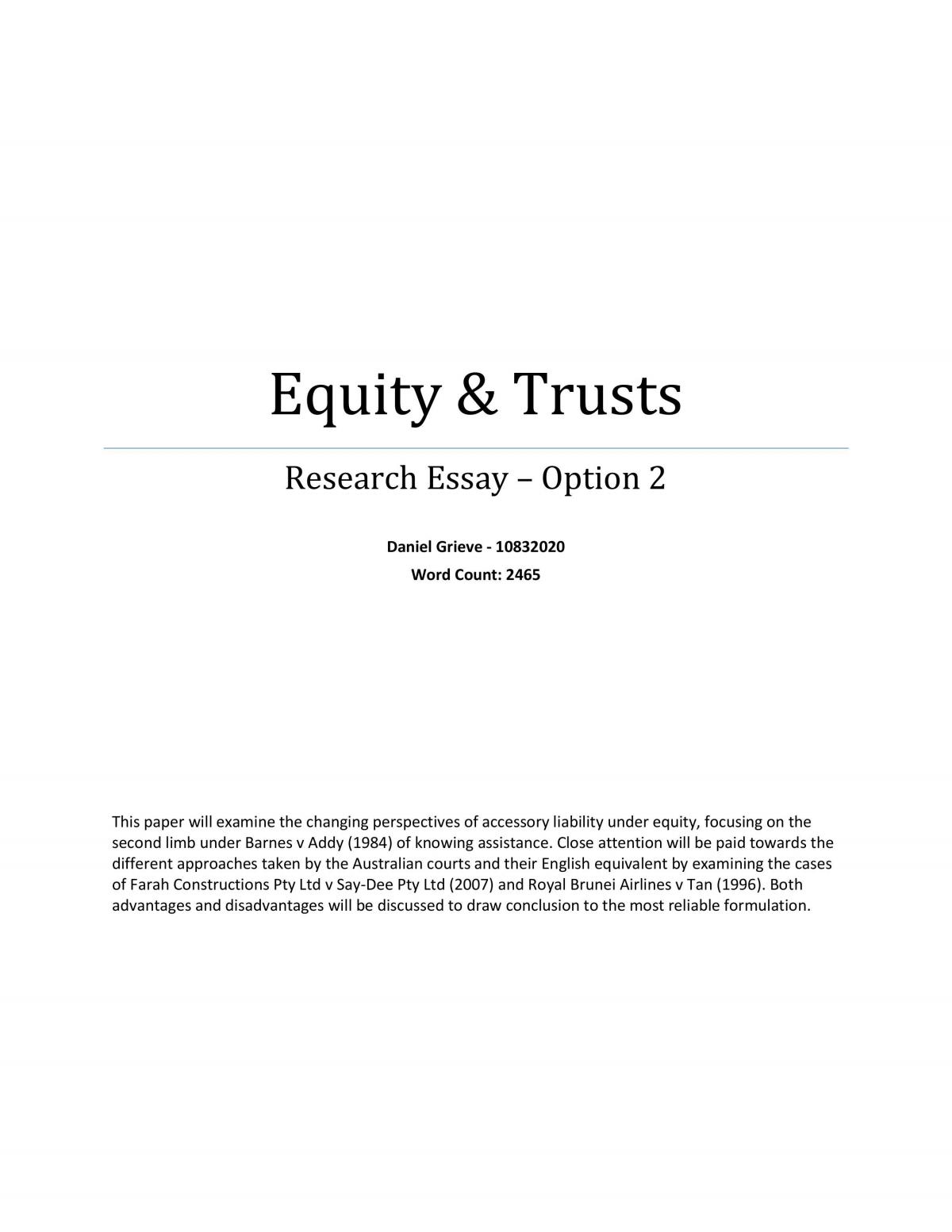Accessorial Liability under Barnes v Addy - Page 1