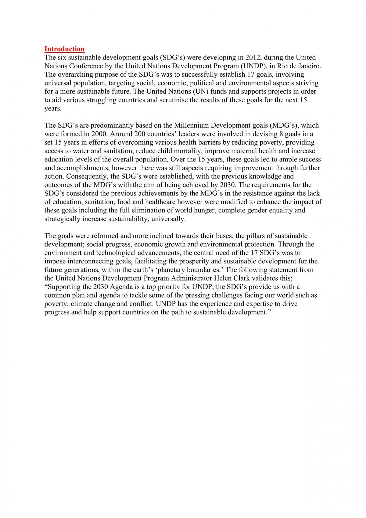 Sustainable Development Goals - Page 1
