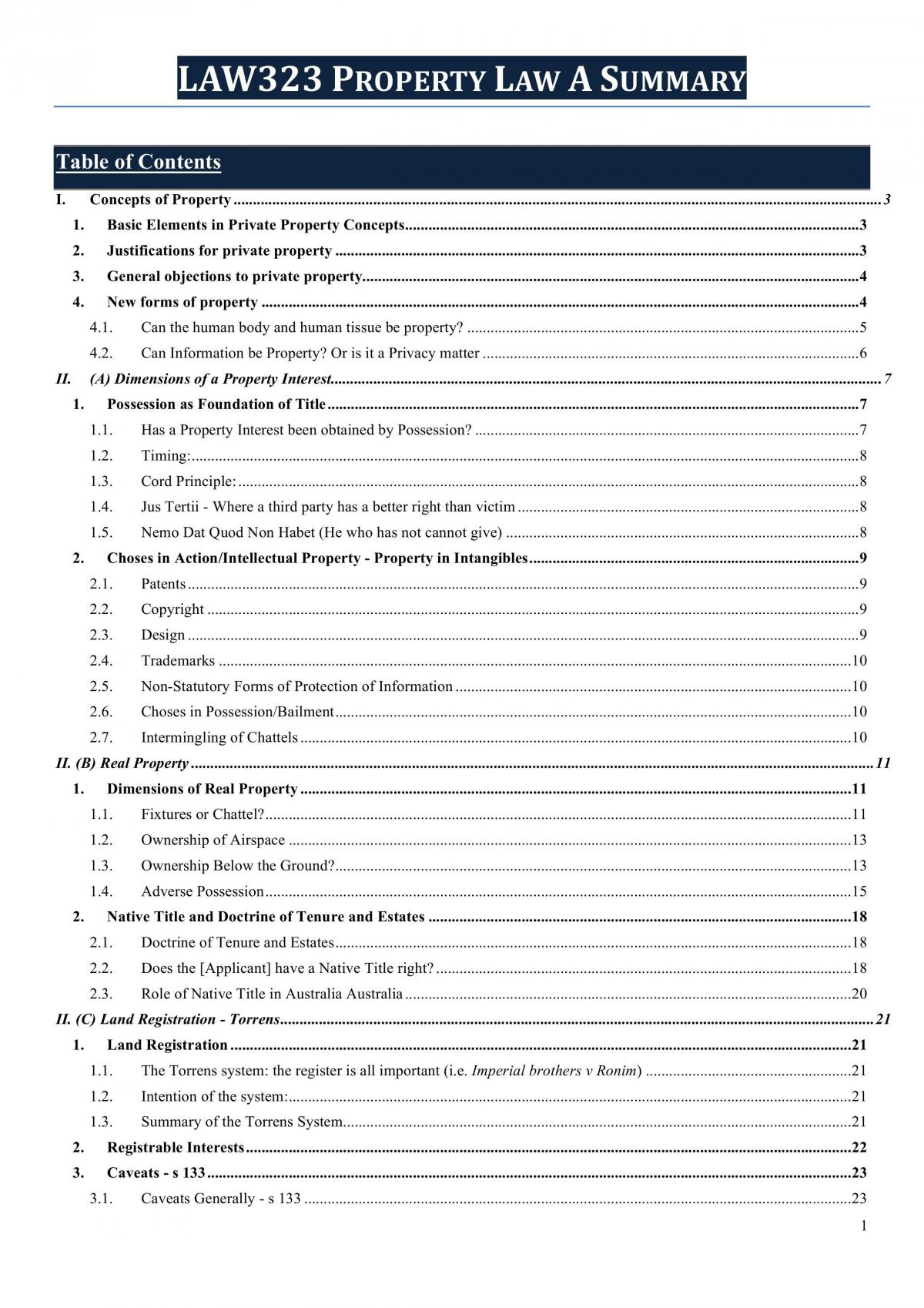 Property Law A UTAS Full Notes - Page 1