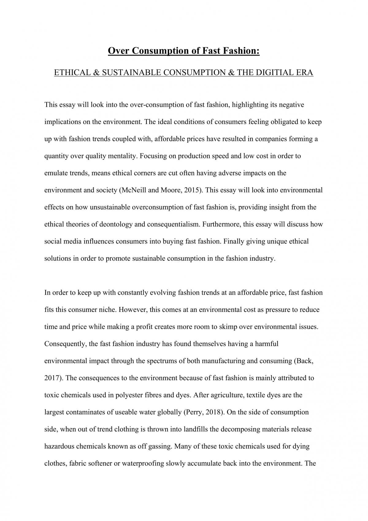 Over Consumption of Fast Fashion: - Page 1