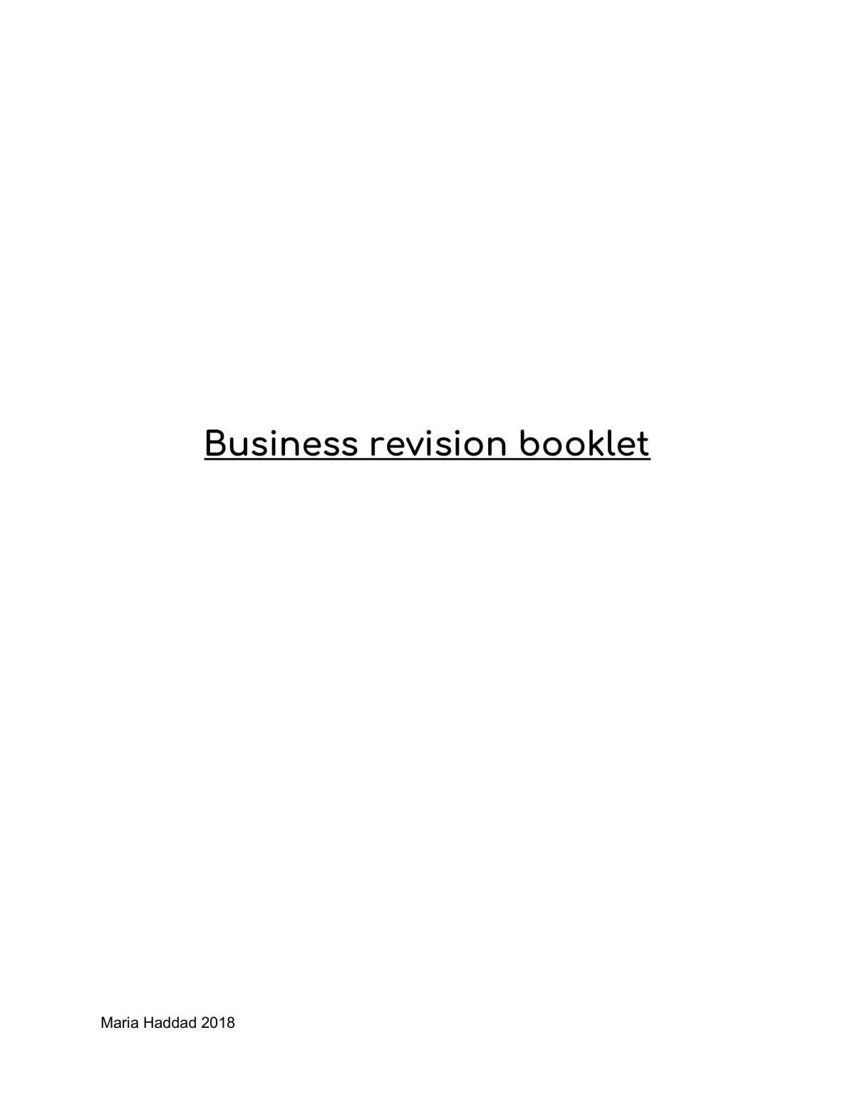 Business Studies Study Notes - Page 1