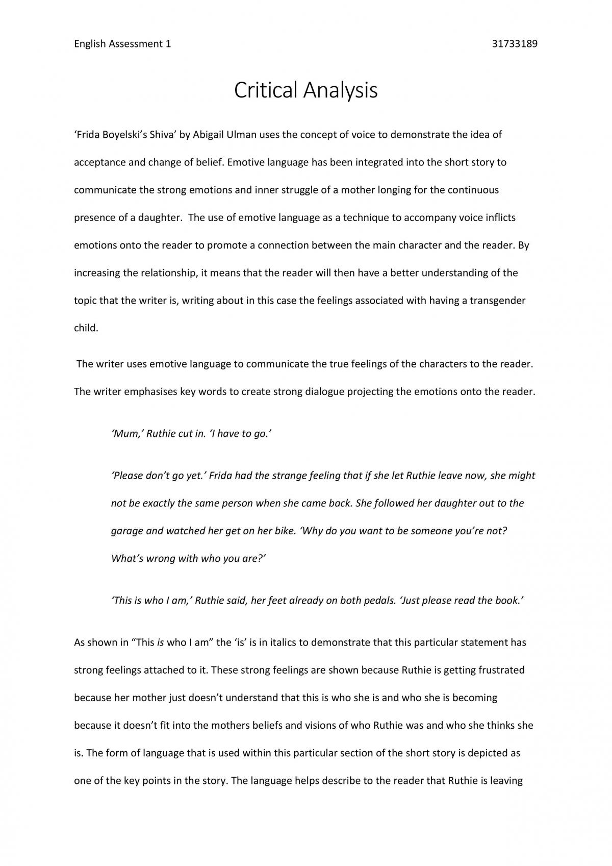 Critical Analysis - Page 1