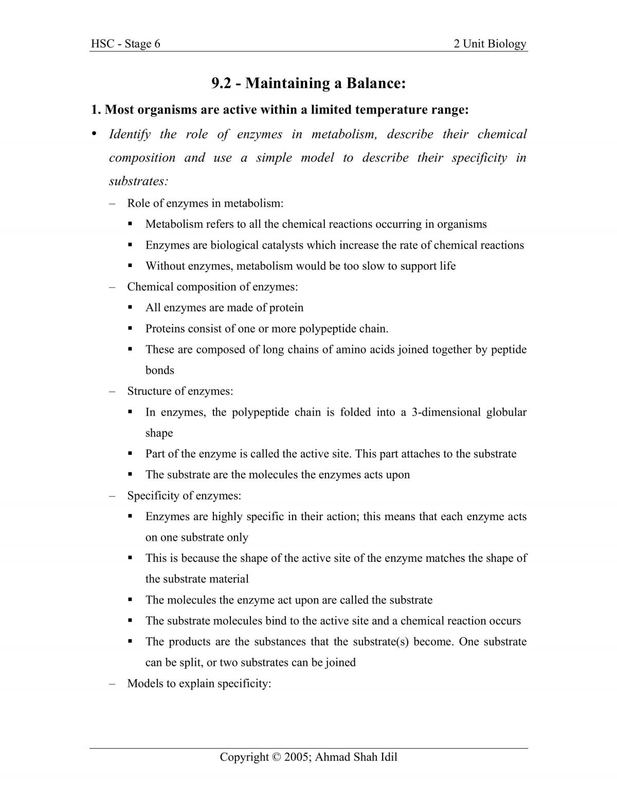 Maintaining a Balance (Complete Study Notes) - Page 1