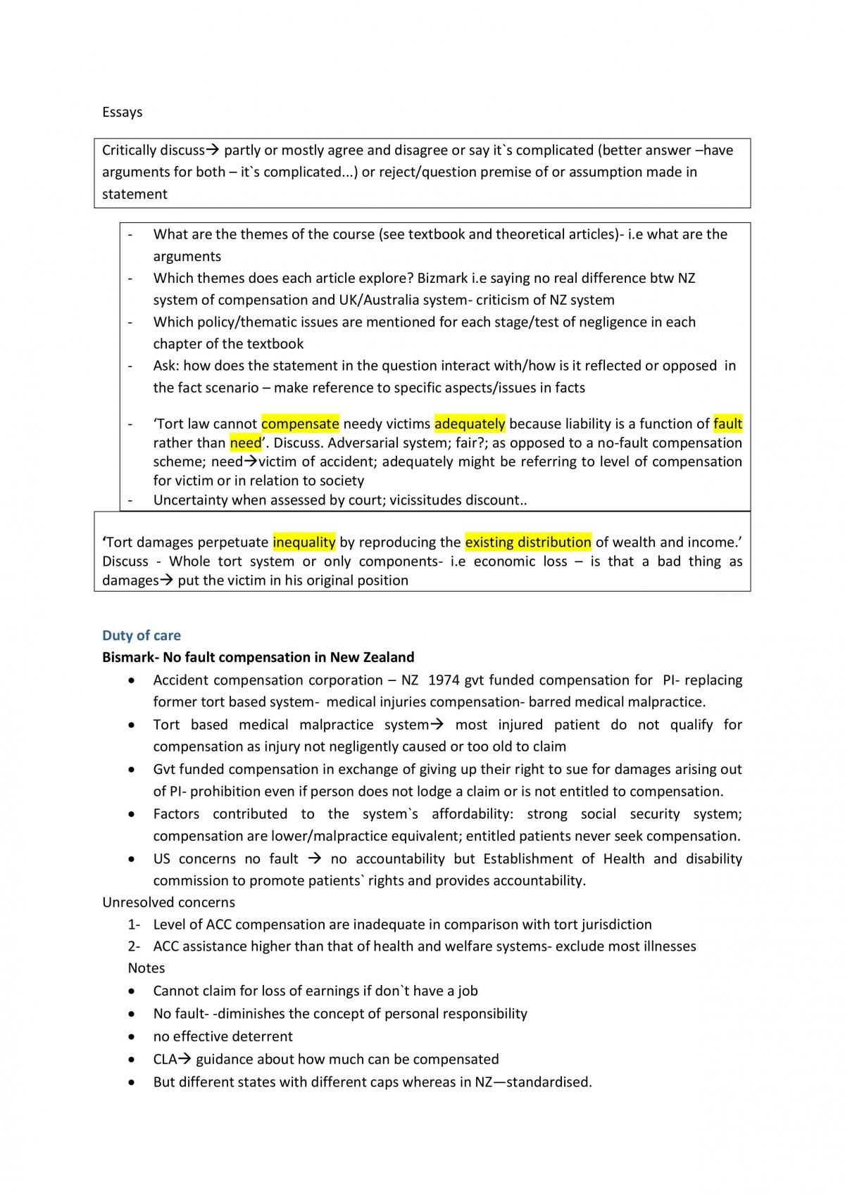 torts articles summary  - Page 1