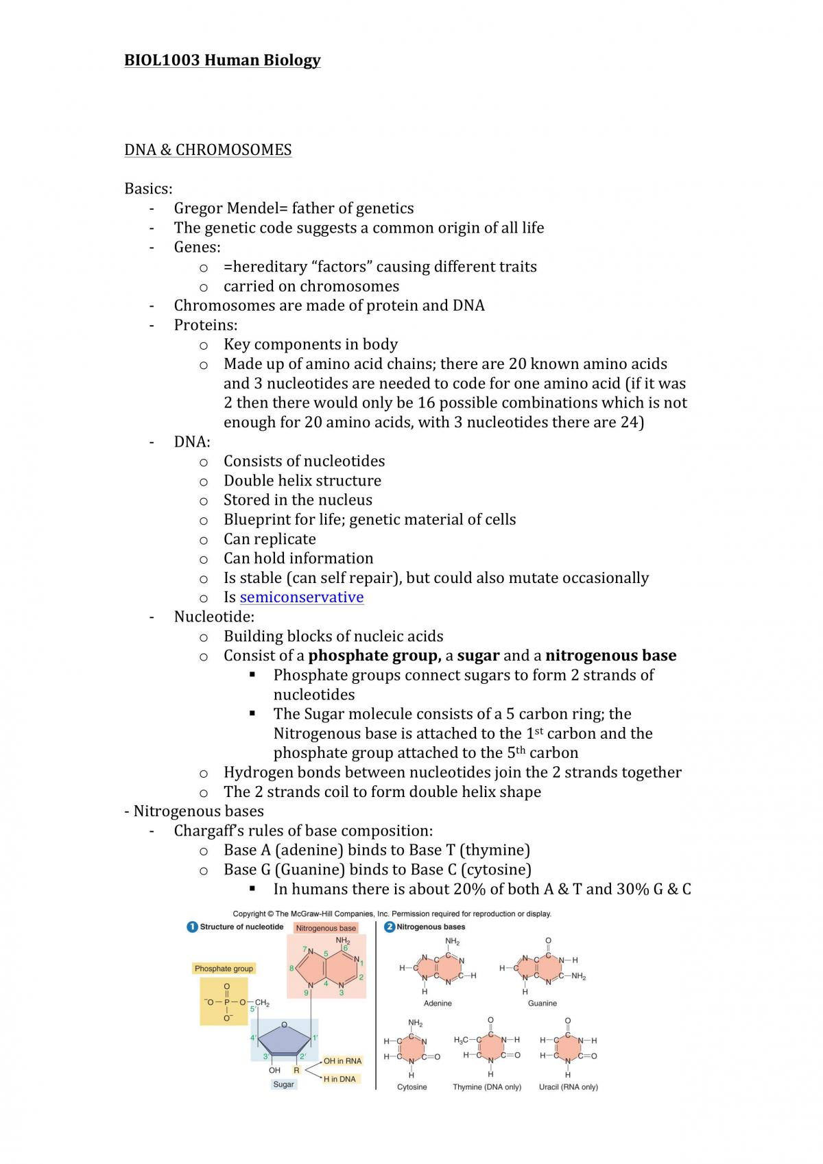 BIOL1003 notes (L1-19) - Page 1