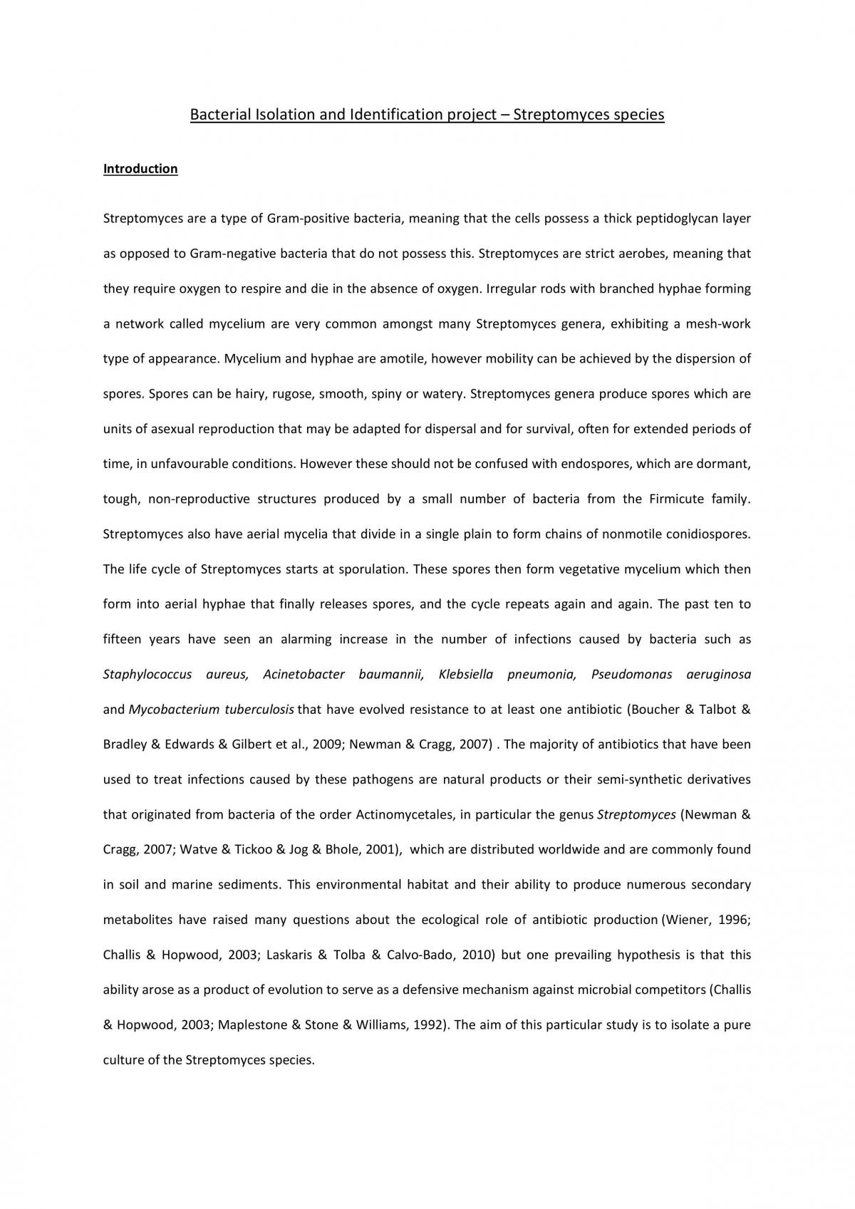 Bacterial Isolation Project - Page 1