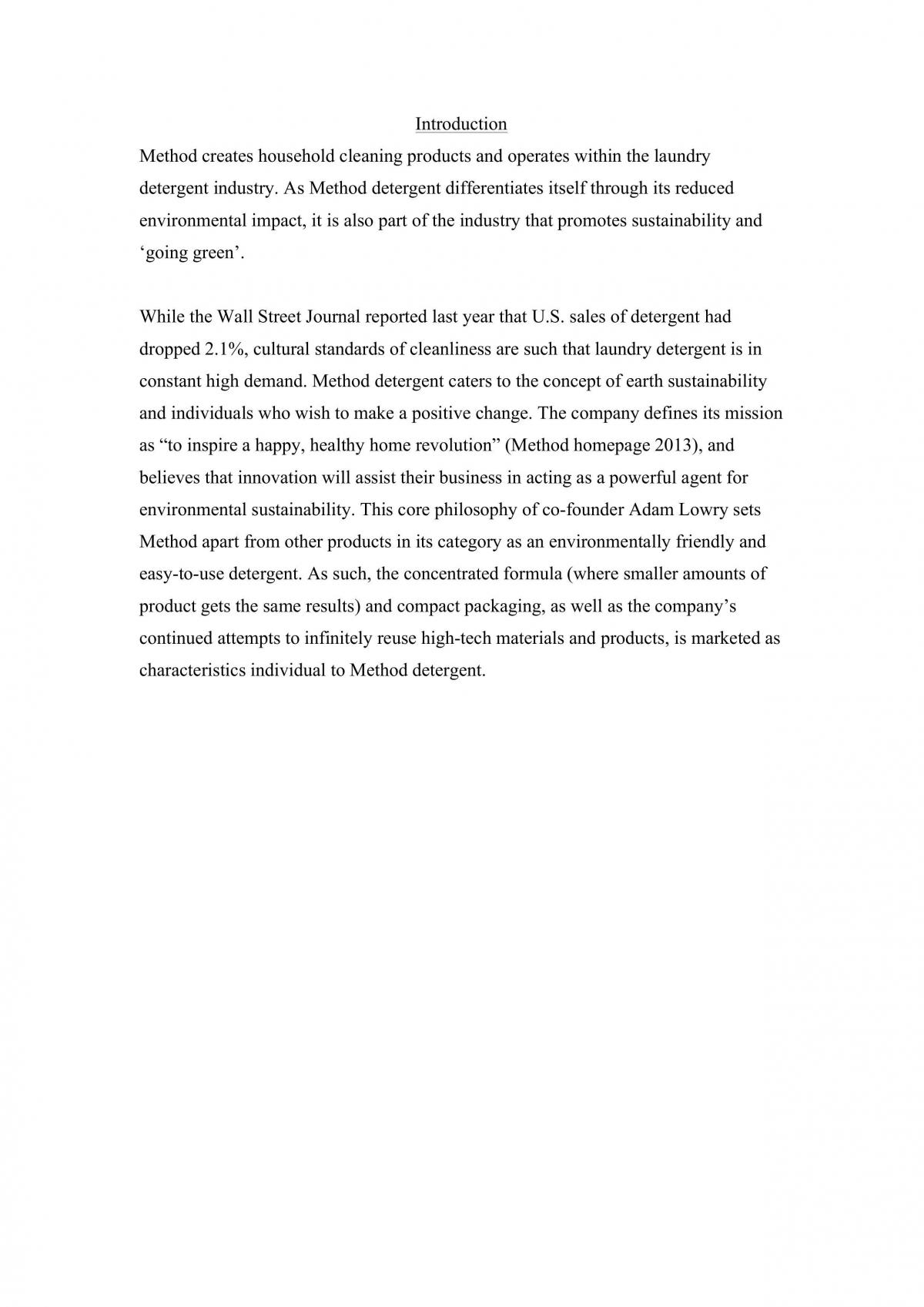 2014 MARK1012 Detergent Case Study Assignment: STAGE 1 - Page 1