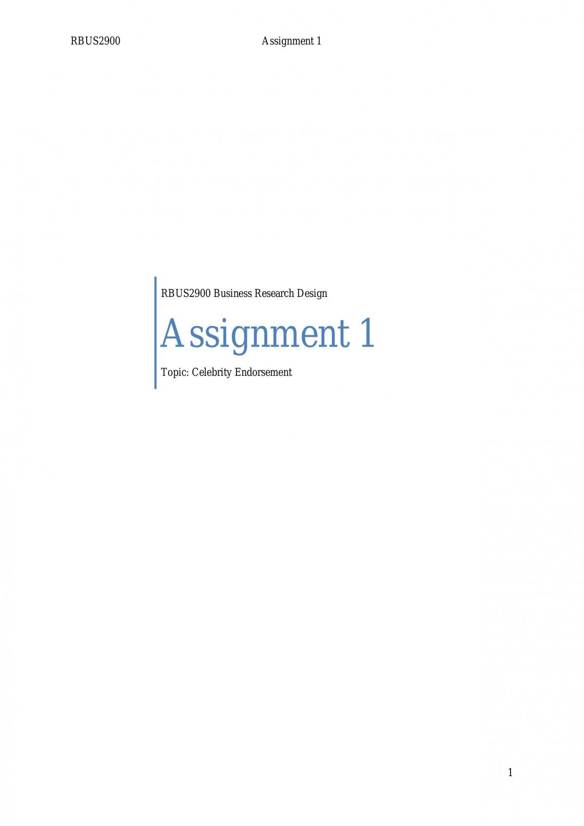 RBUS2900 Assignment 1 - Page 1