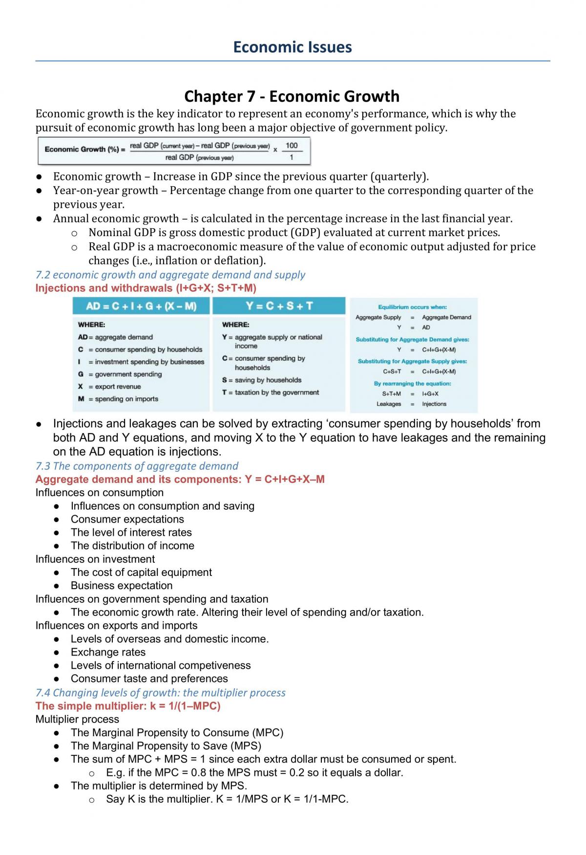 Economic Issues Summary - Page 1