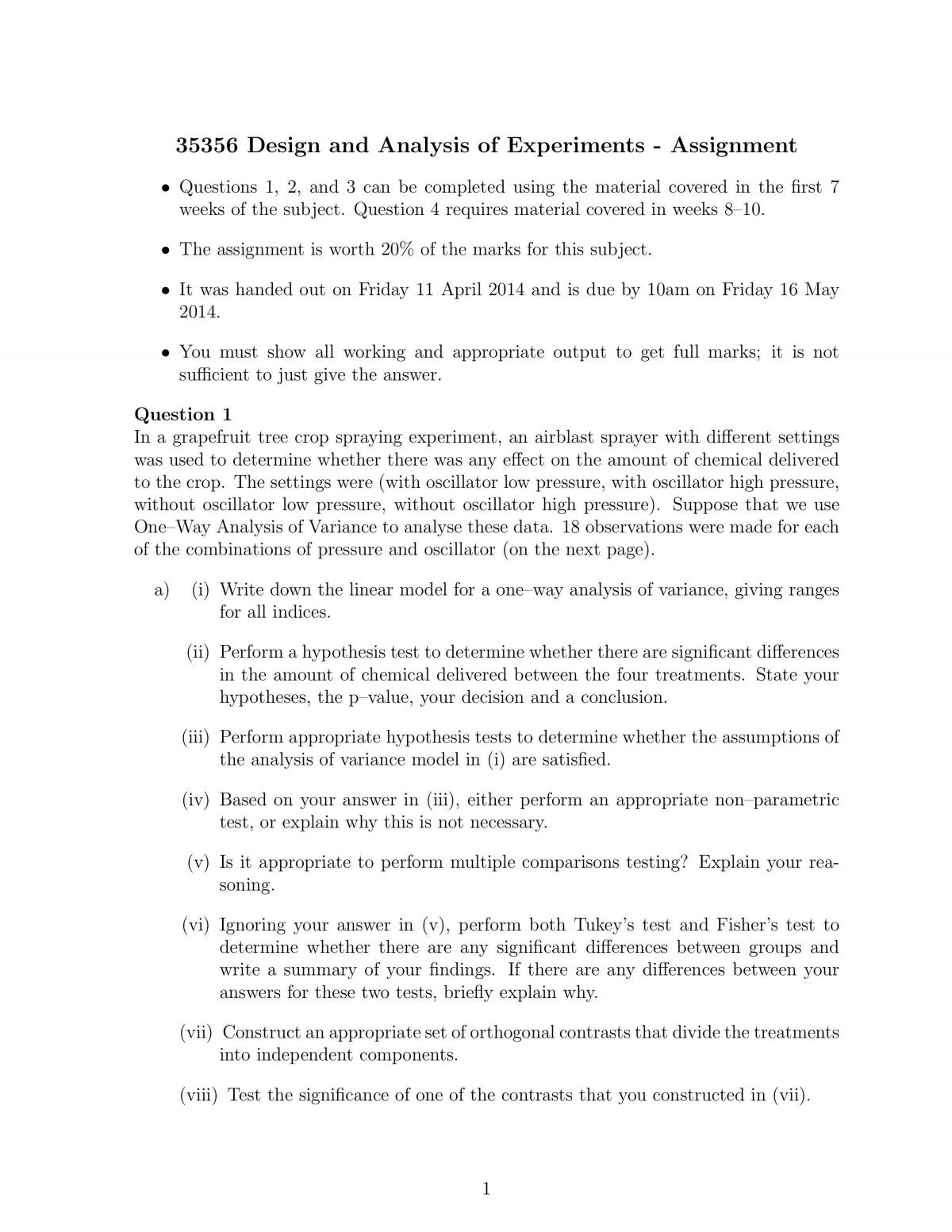 2014 Assignment Question, Solution & student's own work - Page 1