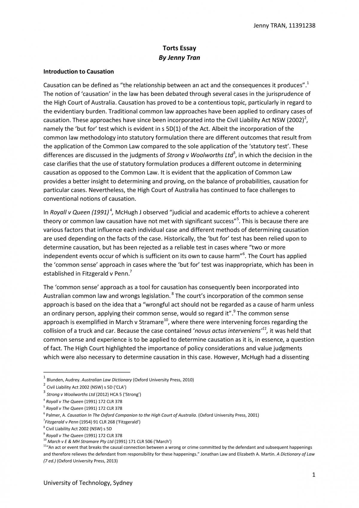 Torts Essay - Page 1