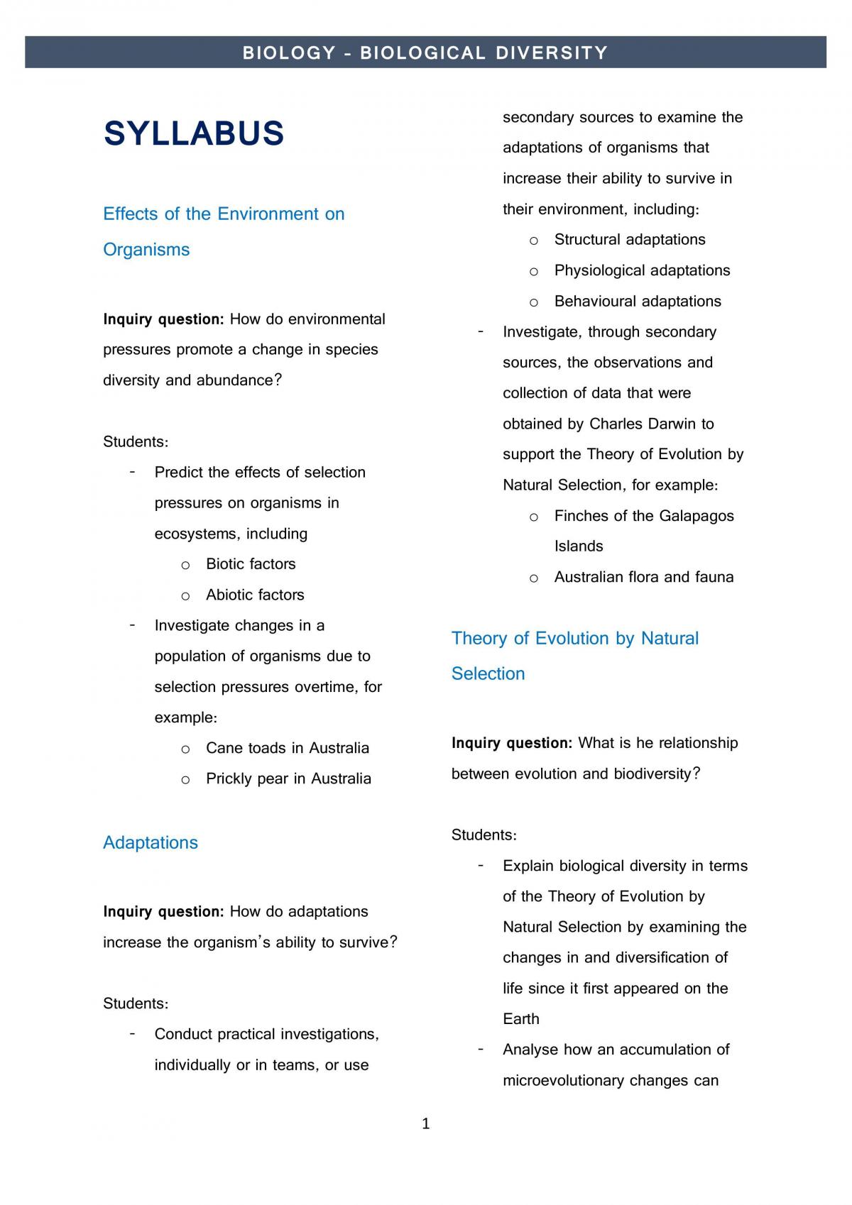 Biological Diversity - Page 1