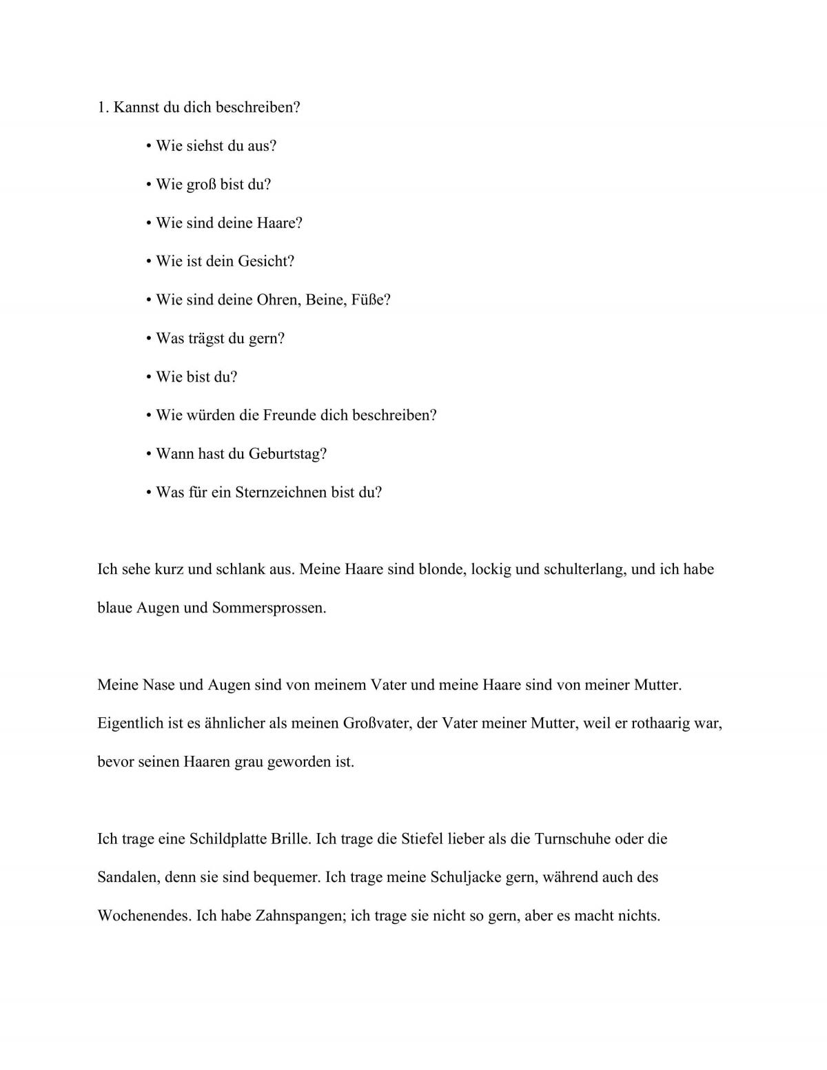 German Speaking Assessment - Page 1