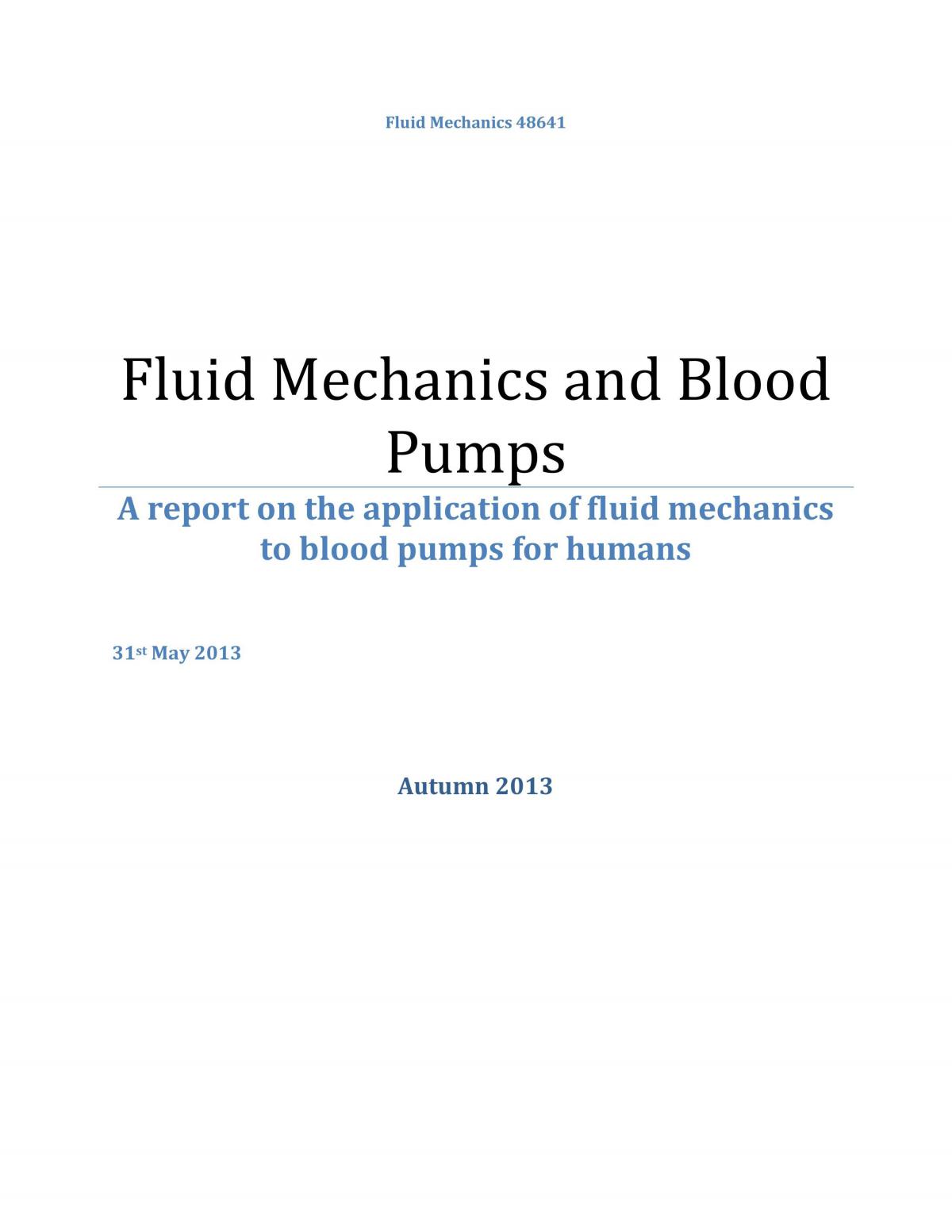 Blood Pumps Assignment - Autumn 2013 - Page 1