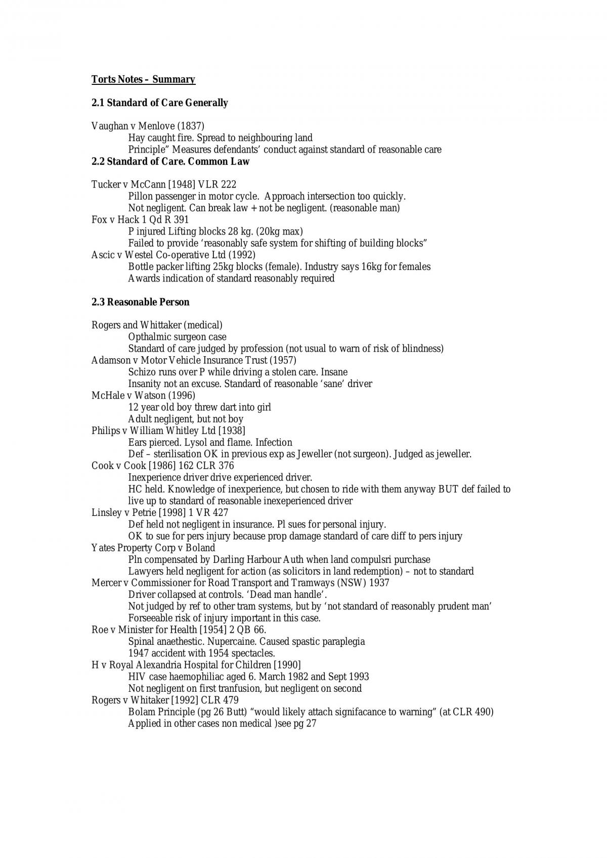 Torts Notes - Page 1