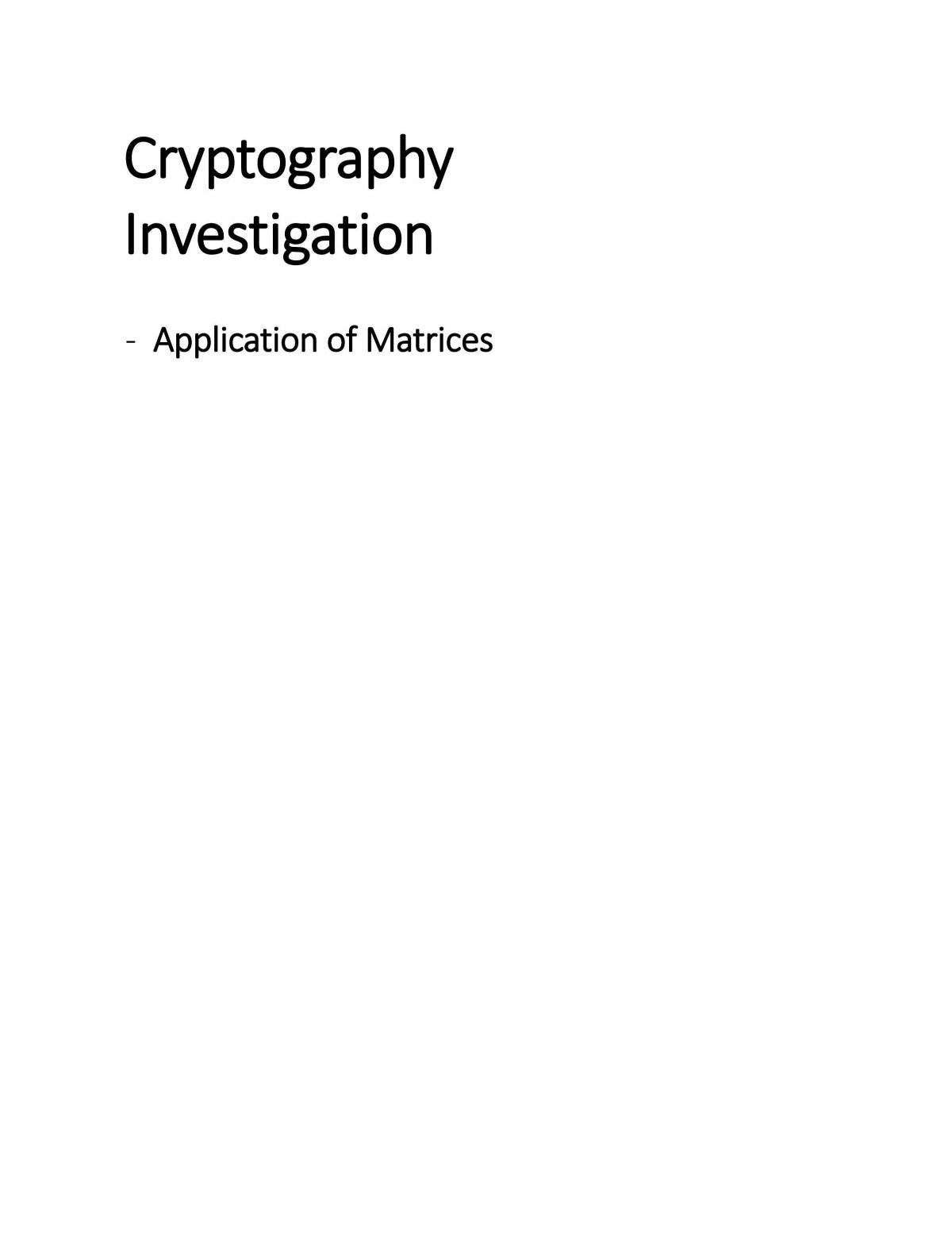 Cryptography Direct Investion - Page 1