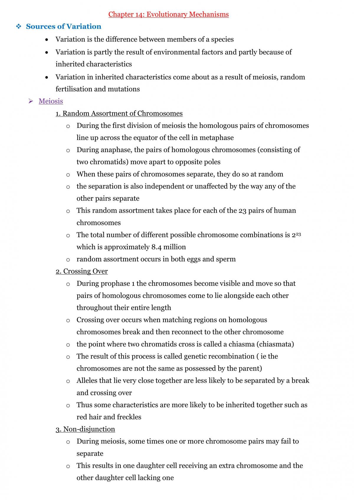 Evolutionary Mechanisms Notes - Page 1