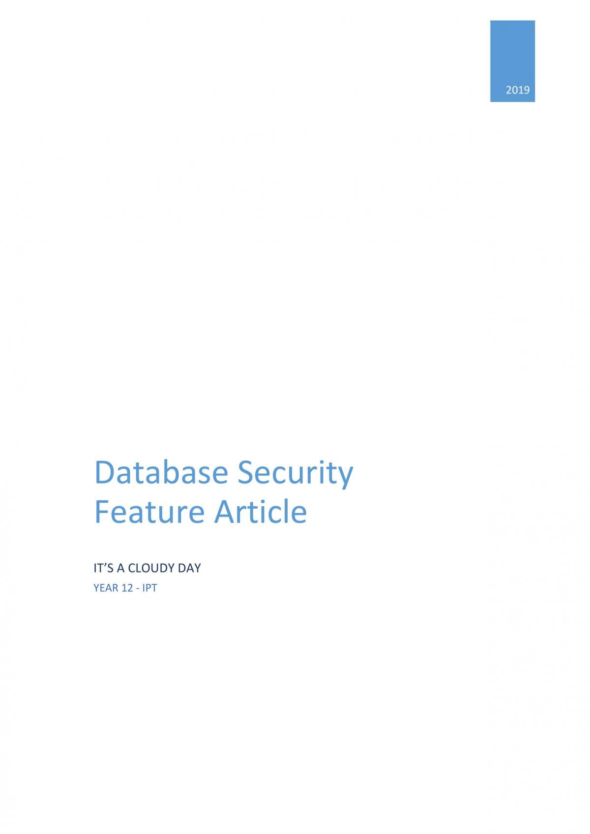 Database Security Feature Article - Page 1