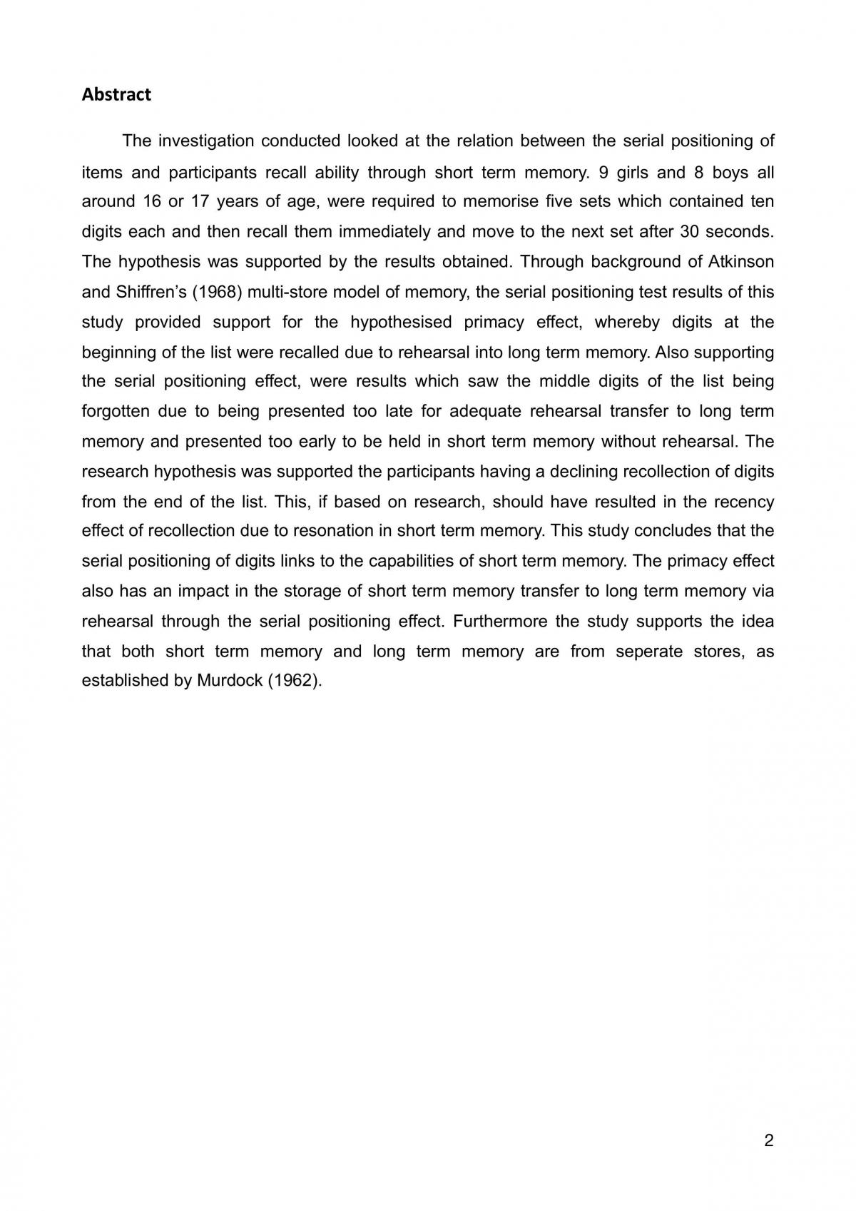 The Effect of Serial Position on STM - Page 2
