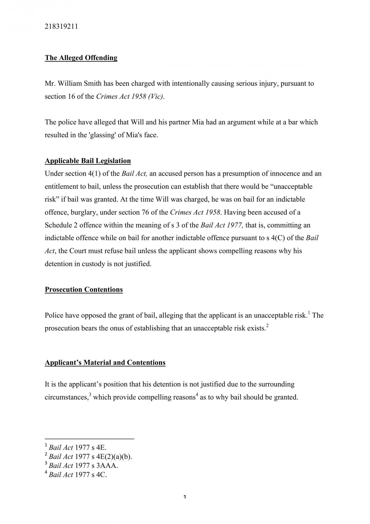 Bail Application Assessment  - Page 1