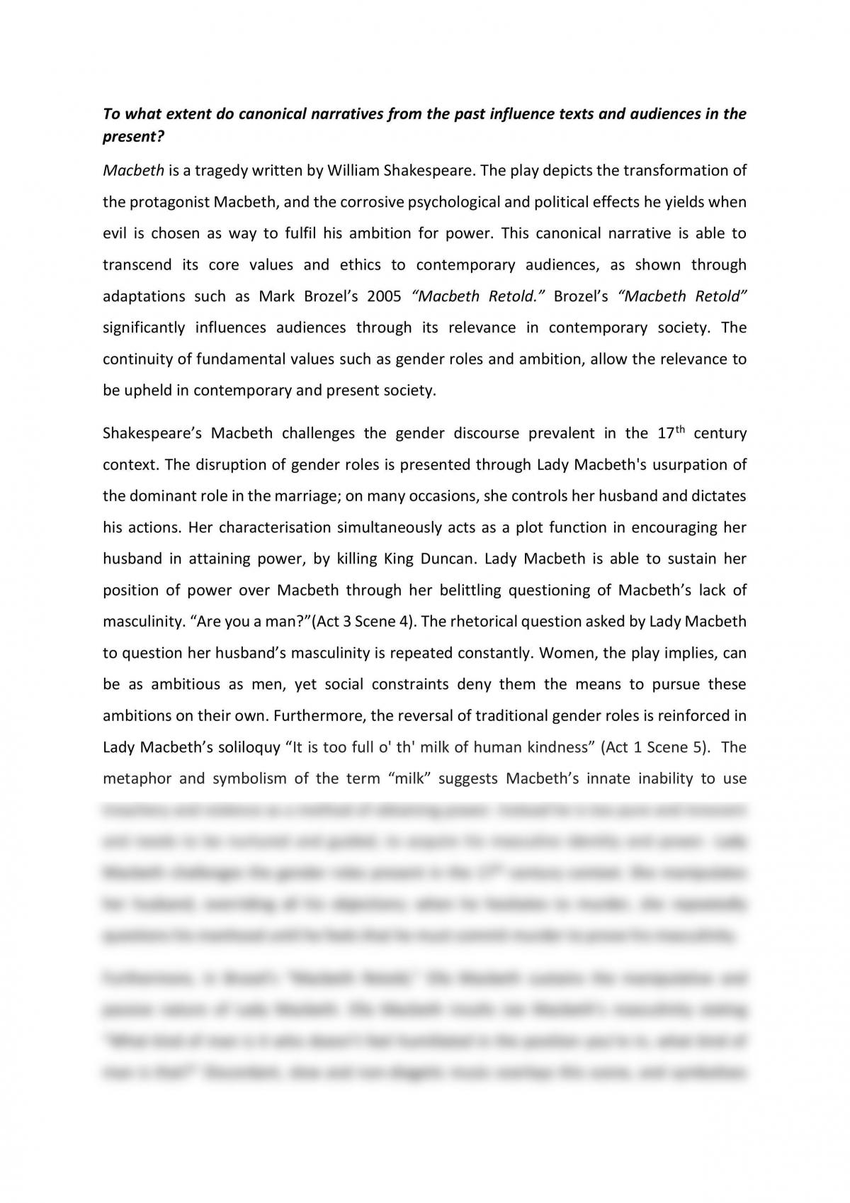 Реферат: MacBeths Ambition Essay Research Paper The thematic