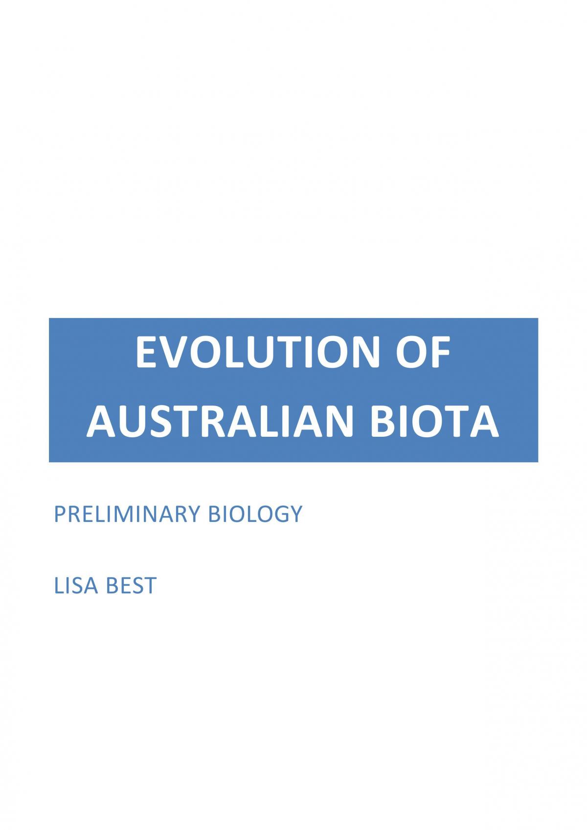 Complete Evolution of Australian Biota - Page 1