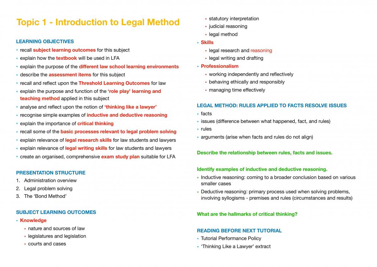 LFA Lecture Summary - Page 1