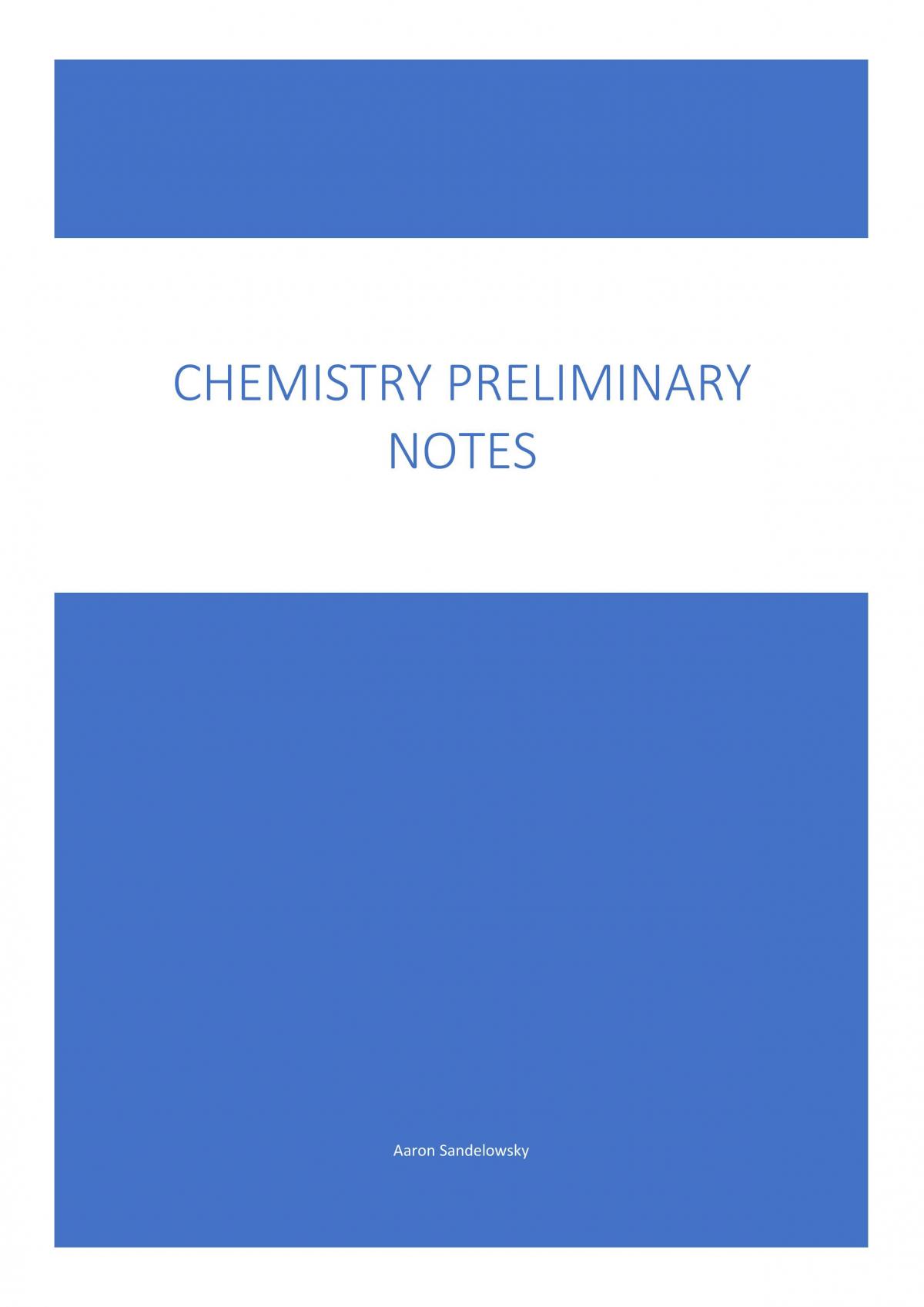 Chemistry Preliminary Notes - Page 1