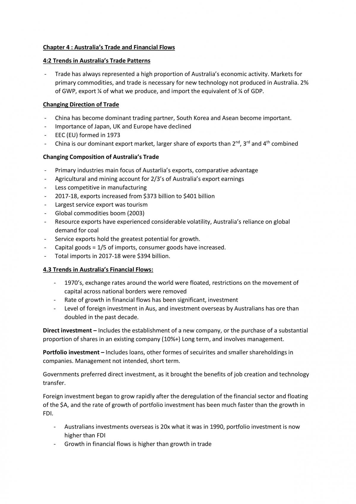 Australia s Trade And Financial Flows Notes Economics Year 12 HSC