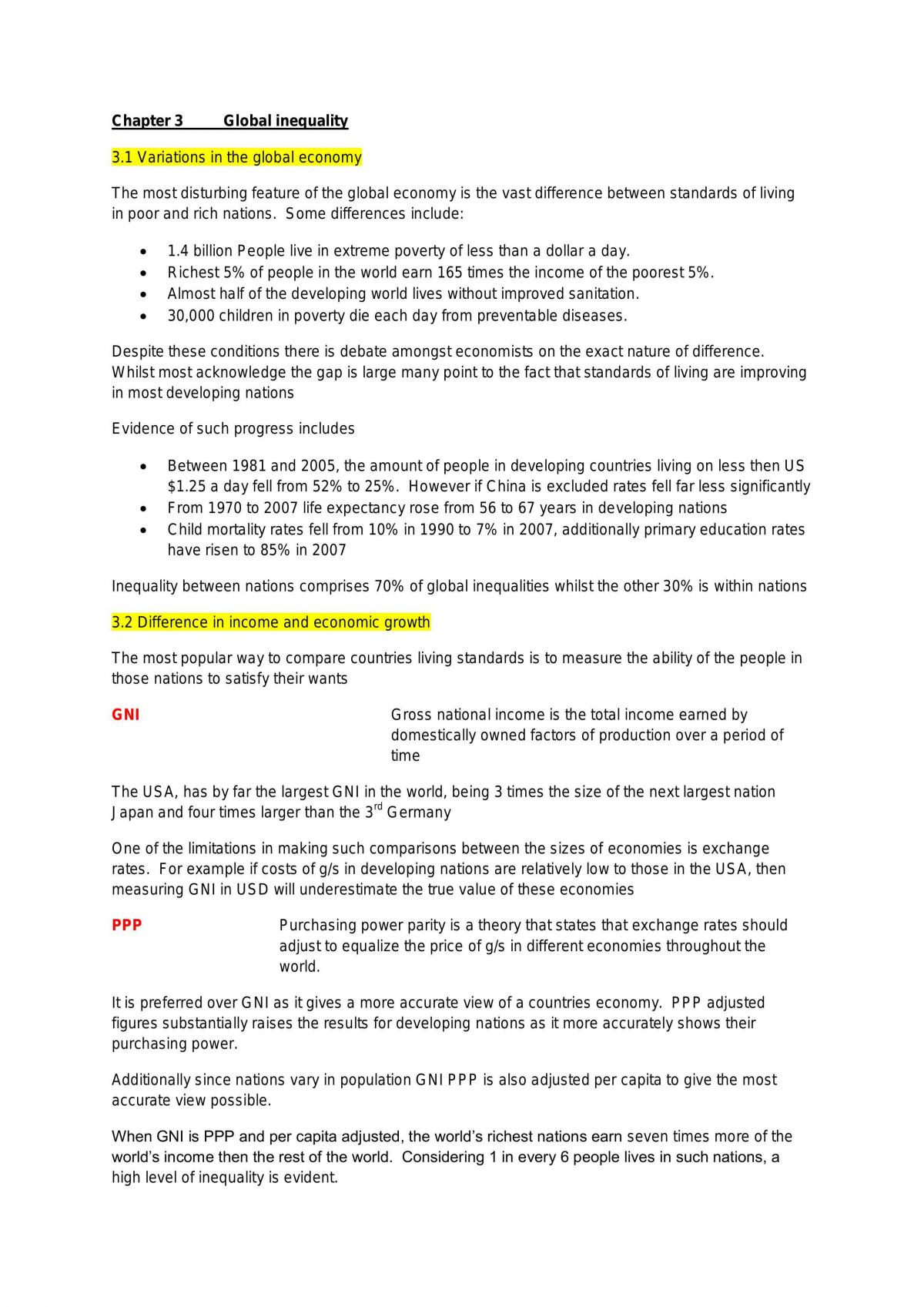 Global inequality textbook notes - Page 1