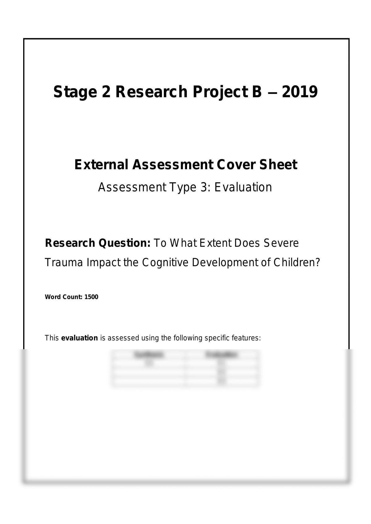 sace stage 2 research project
