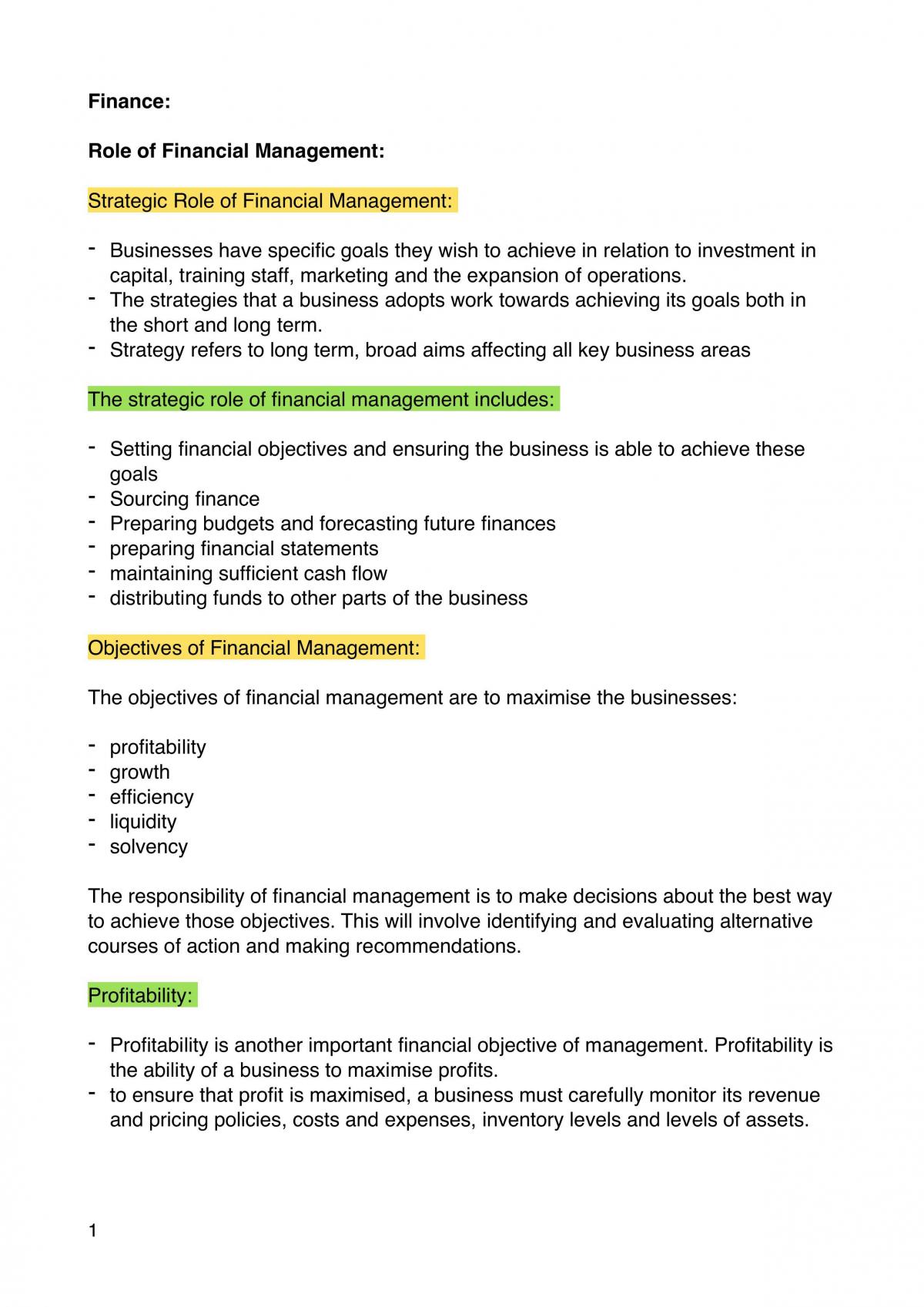 Finance Notes - Page 1